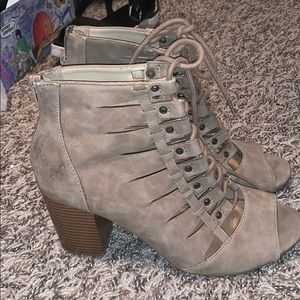 Rampage lace up open toe booties